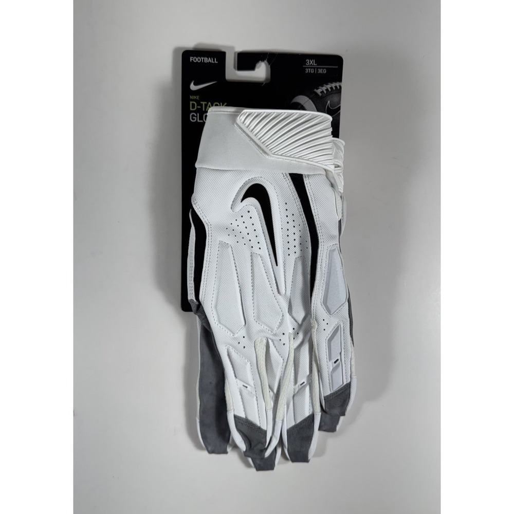 NIKE D-Tack 6.0 Padded Lineman Football Gloves White Black Sz 3XL *NEW* $70